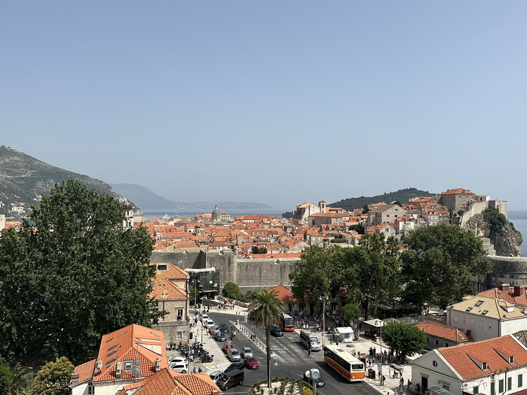 The old town roofs from above the walls.