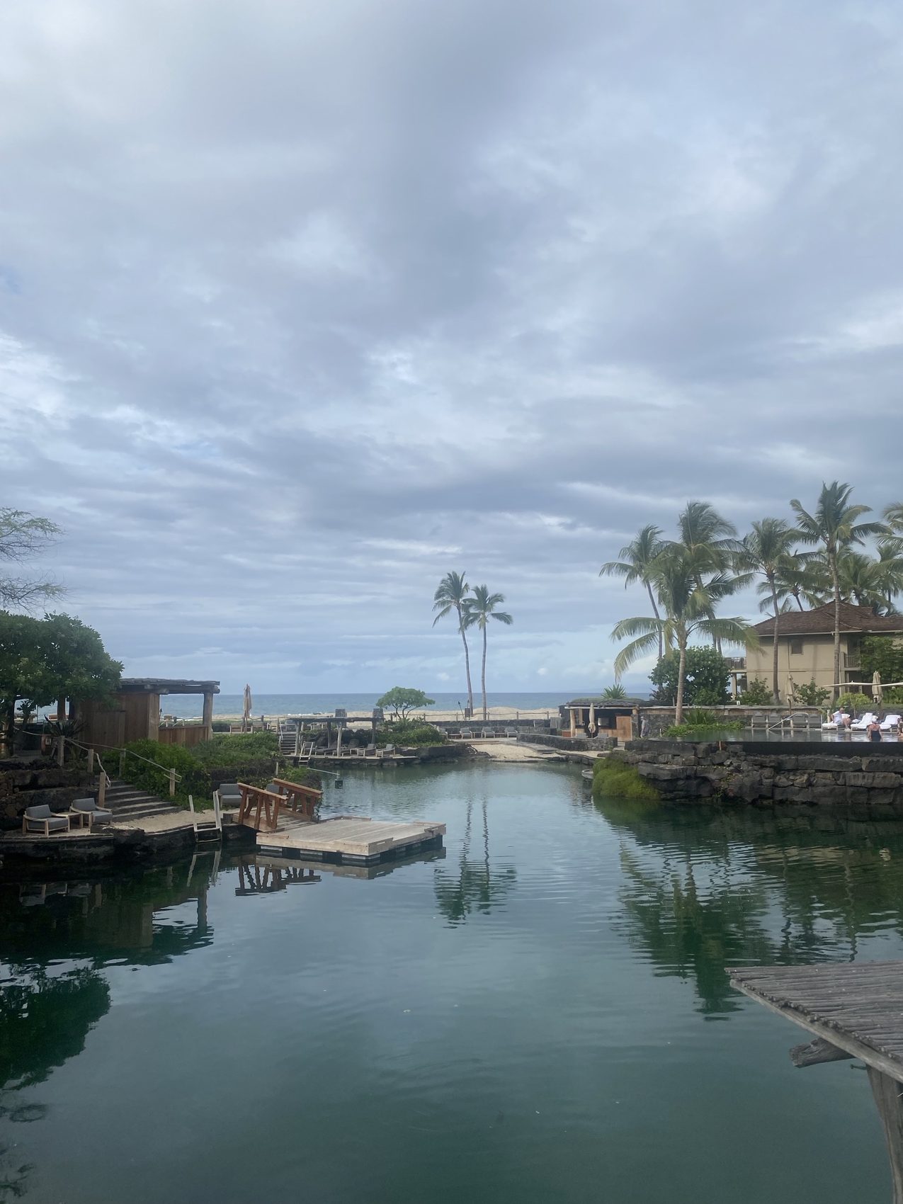 The saltwater lagoon, with the infinity pool above it.
