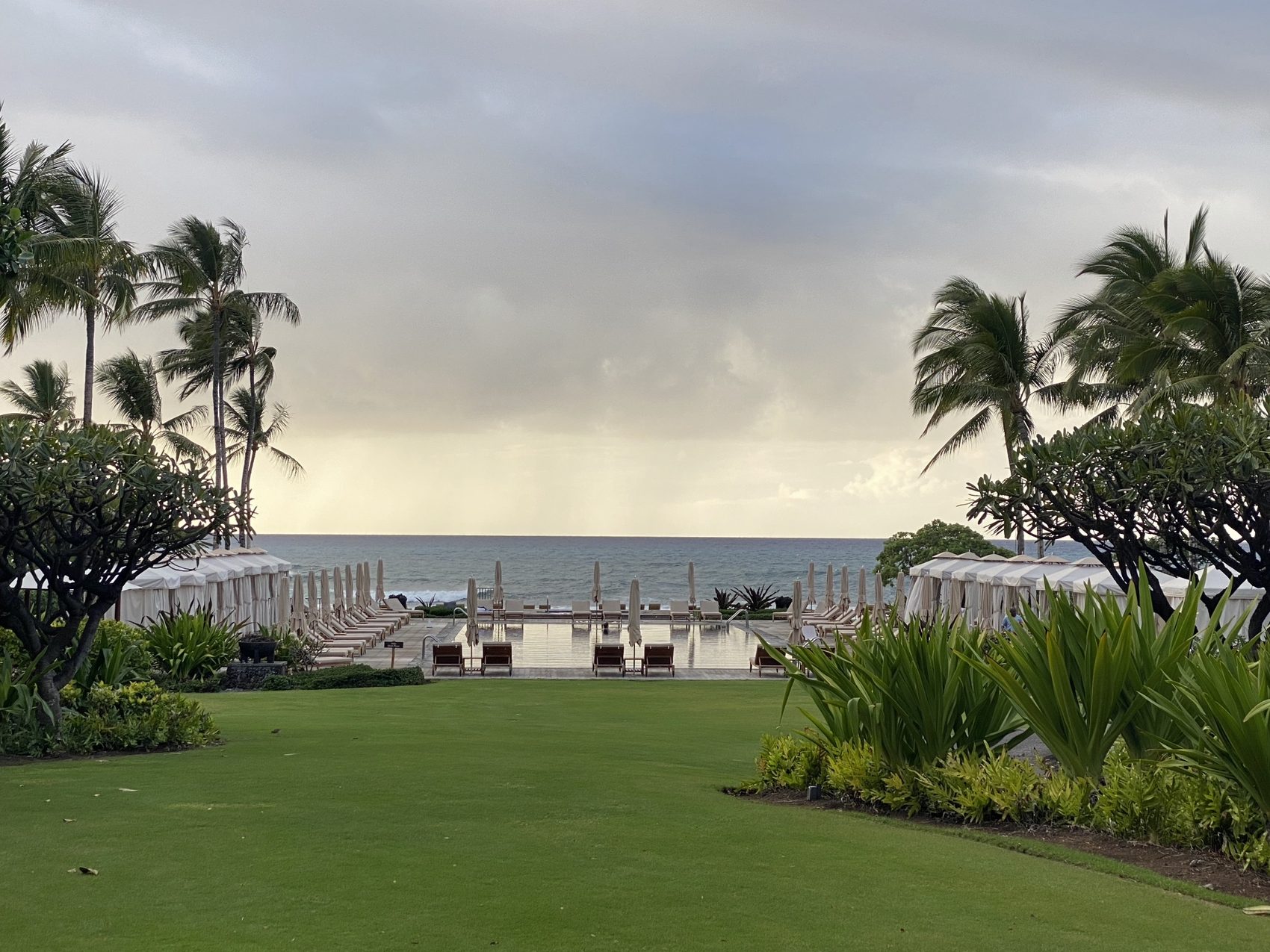 The main pool at dusk.