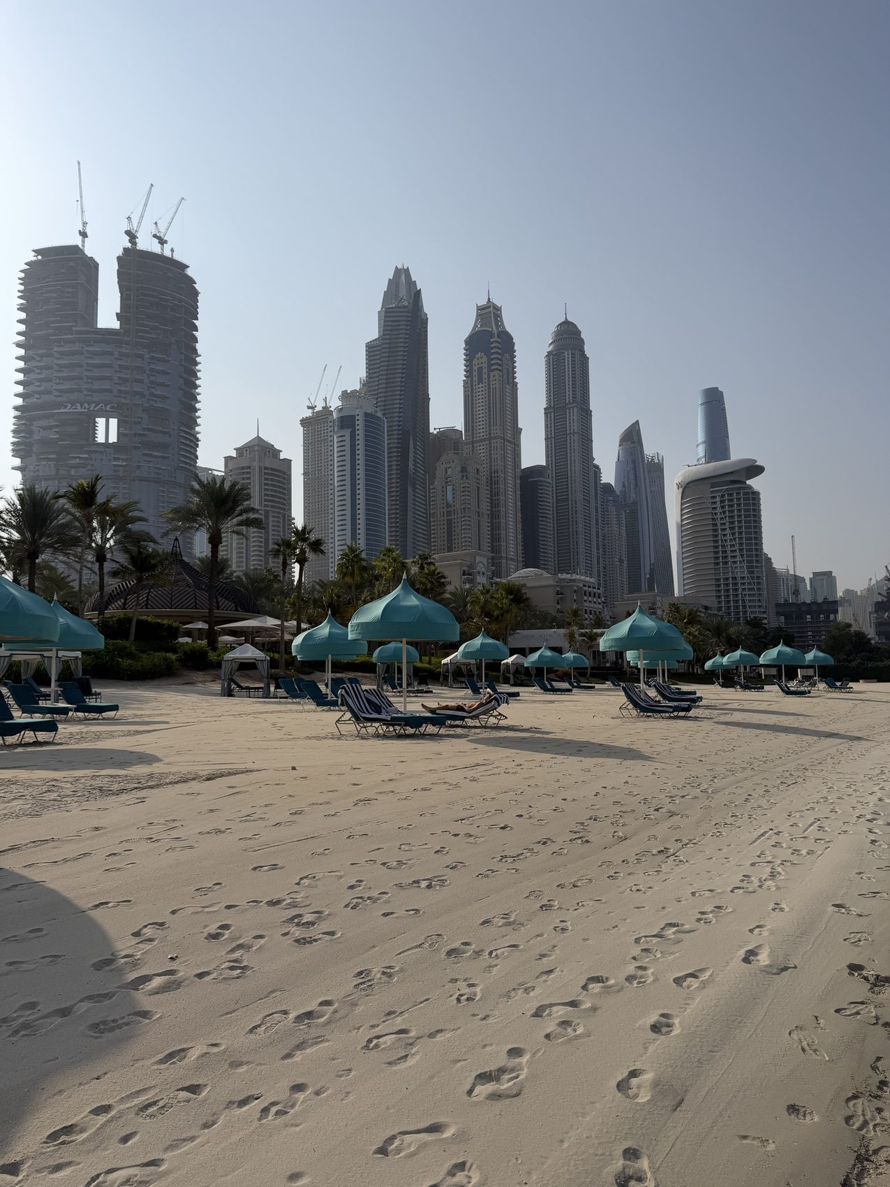The beach, with the Marina towers behind it.