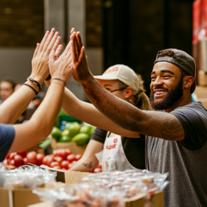Brendon Pack and his food bank volunteer team